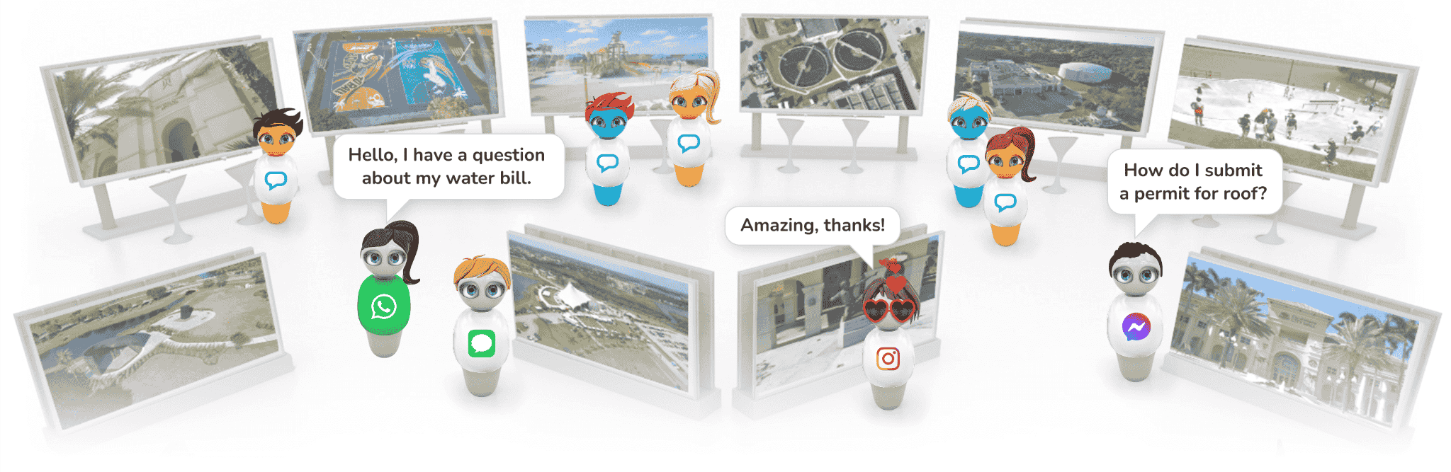 Interactive AI chatbot interface used in local government offices.