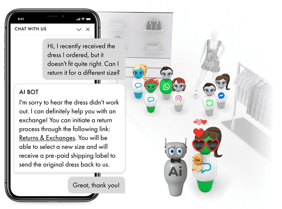 Conversational AI chatbot providing real-time customer support in luxury retail.
